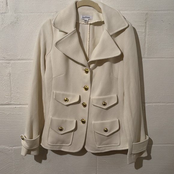 Joan Rivers Ivory Red Carpet Stretch Pique Button-Front Blazer size XS - Picture 2 of 11